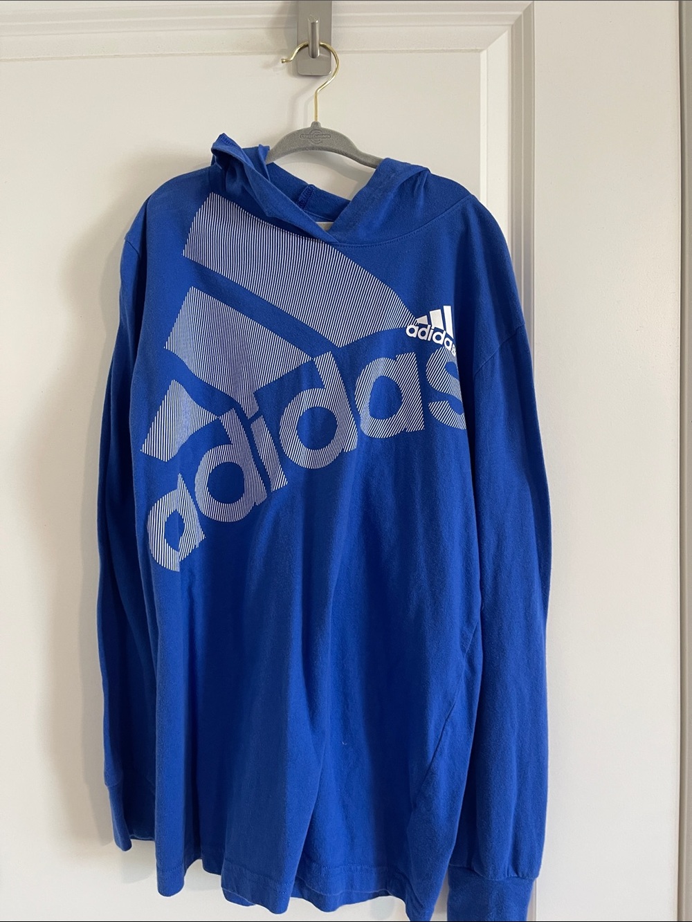 adidas Royal Blue Crewneck Hoodie with Large Logo